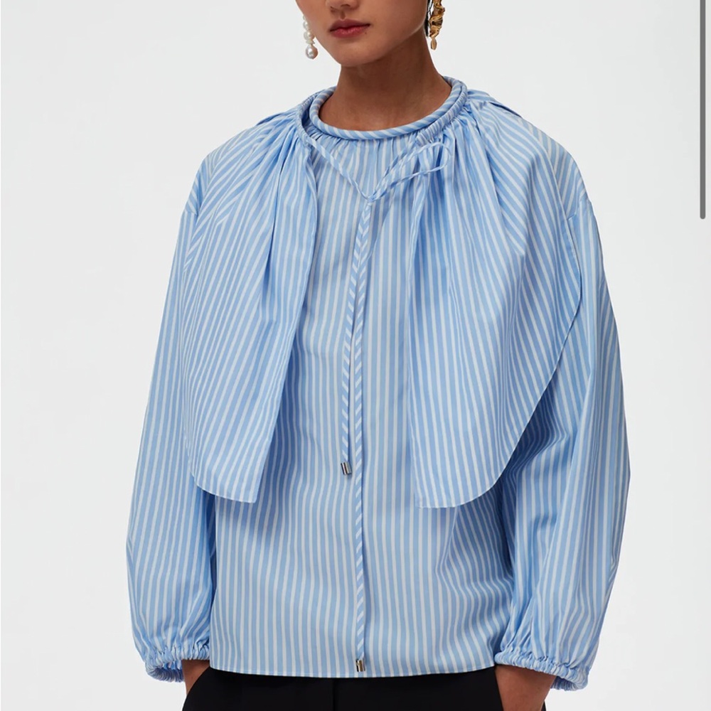 Tibi Awning Shirred Cape Collar